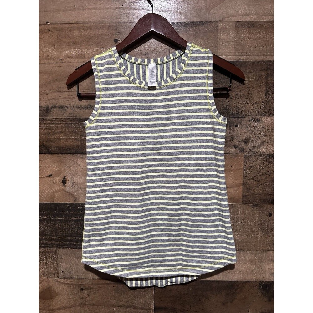Ivivva by Lululemon 12 girls gray stripe yellow tank top